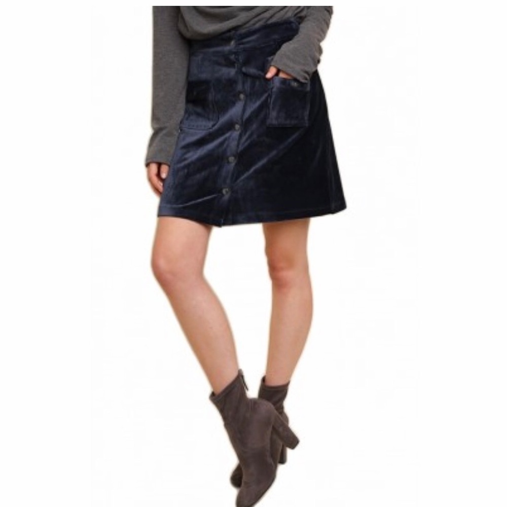 Umgee Navy Corduroy Skirt